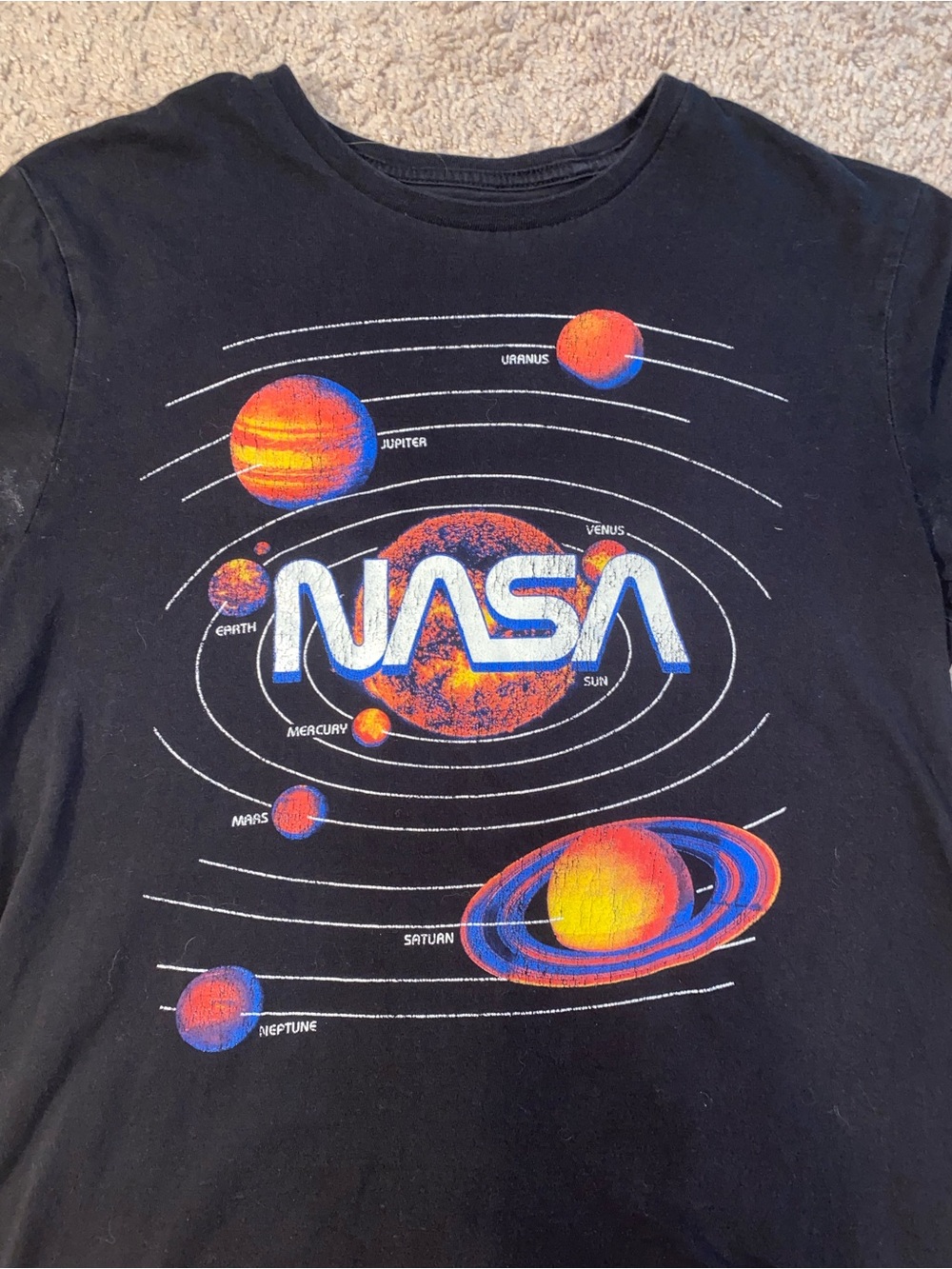 Vintage NASA Size Small Solar System Space Planet Sun Graphic Tee Shirt